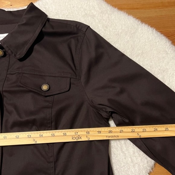 Christopher & Banks Womens Brown Collared Button Down LS Shirt Shacket Sz L - Picture 9 of 10
